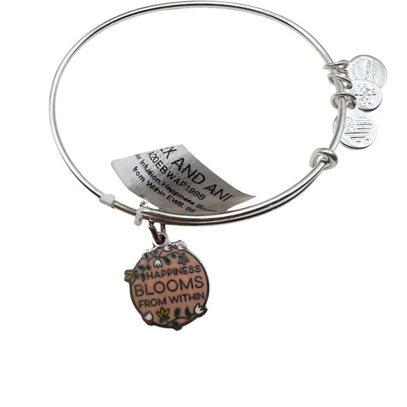 Alex and Ani Jewelry - Alex And Ani Silver Tone Bangle Bracelet Happiness Blooms From Within Pink NWT